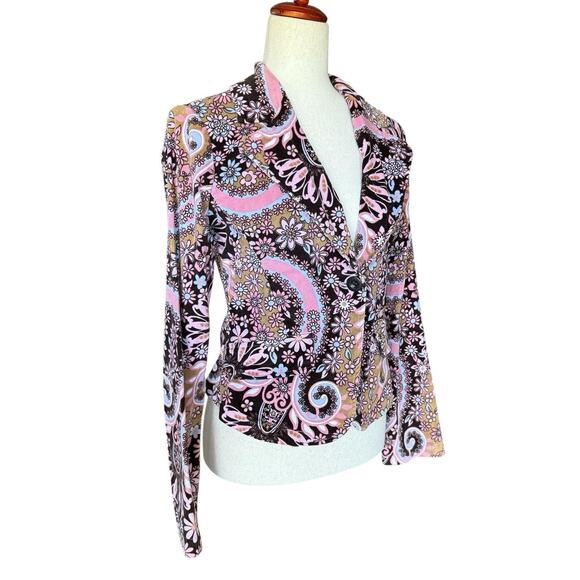 My Michelle Floral Paisley Corduroy Blazer Womens Jacket Y2K Boho Retro Coat M - Picture 2 of 8